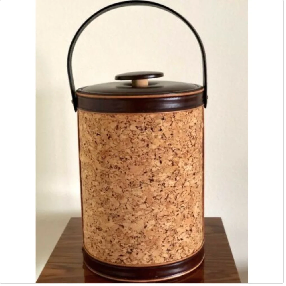 Vintage Ice Bucket Georges Briard Large Cork Barware Rare MCM Mid Century